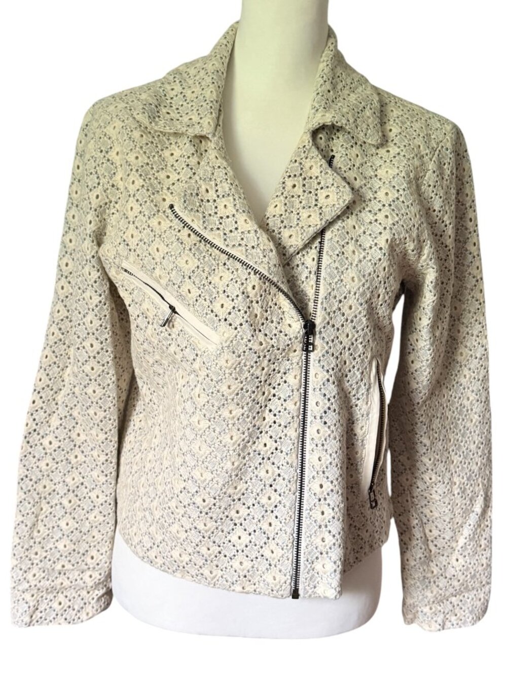 DOLAN Women's Jacket White Blue Size Medium - Picture 1 of 4